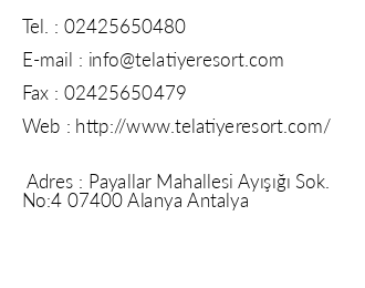Telatiye Resort Hotel iletiim bilgileri